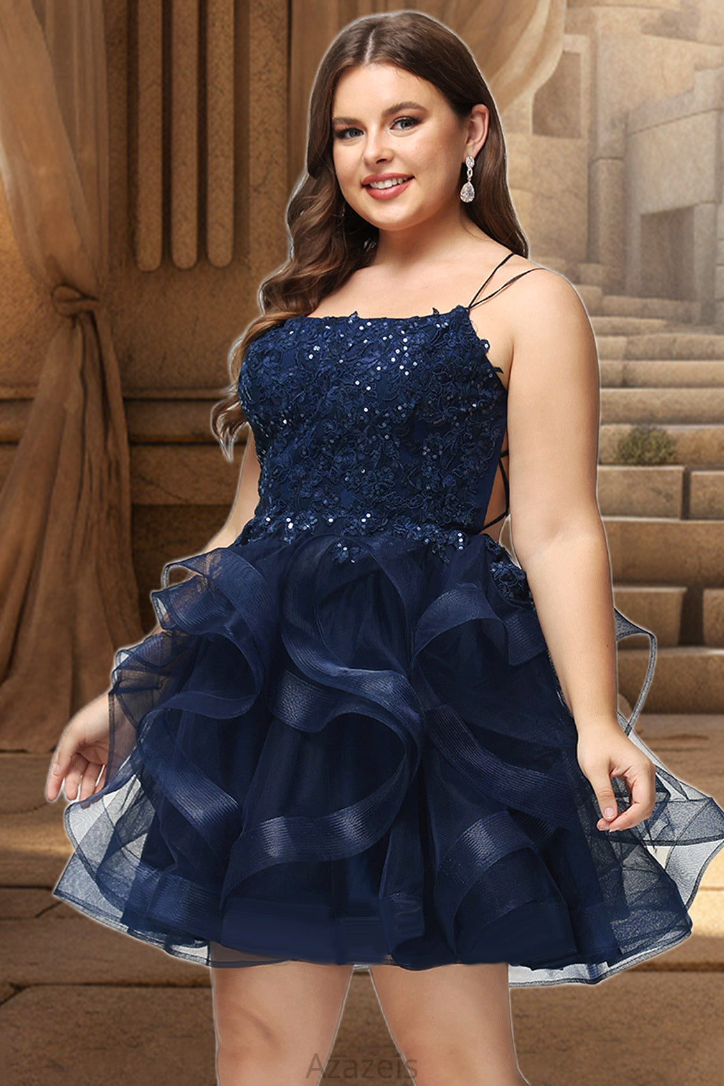 Hope Ball-Gown/Princess Scoop Short/Mini Lace Tulle Homecoming Dress With Sequins DFP0020510