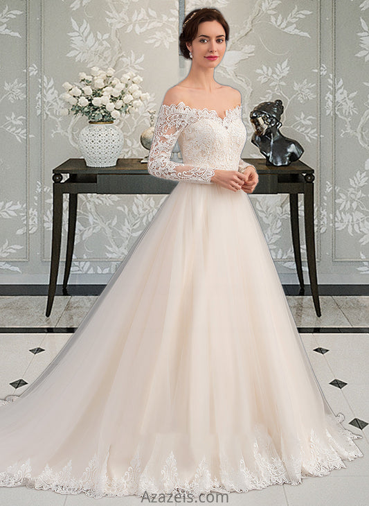 Sadie Ball-Gown/Princess Chapel Train Tulle Lace Wedding Dress DFP0013704