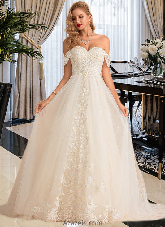 Sally Ball-Gown/Princess Chapel Train Tulle Lace Wedding Dress With Sequins DFP0013726