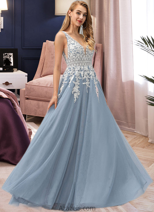 Karlee Ball-Gown/Princess V-neck Floor-Length Tulle Wedding Dress With Lace DFP0013763