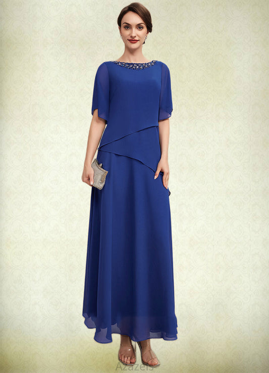 Rebecca A-Line Scoop Neck Ankle-Length Chiffon Mother of the Bride Dress With Beading DF126P0014544