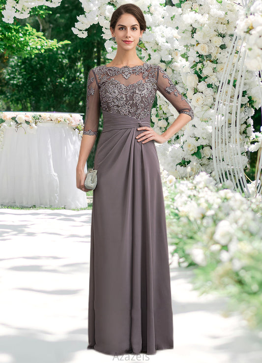 Quinn A-Line Scoop Neck Floor-Length Chiffon Lace Mother of the Bride Dress With Beading Sequins DF126P0014546