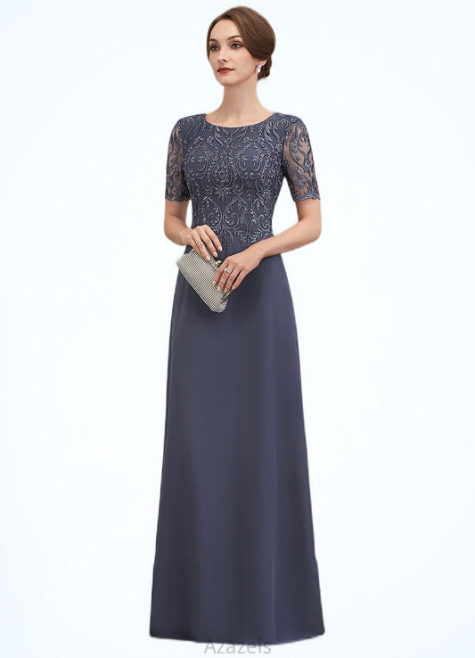 Helena A-Line Scoop Neck Floor-Length Chiffon Lace Mother of the Bride Dress DF126P0014568