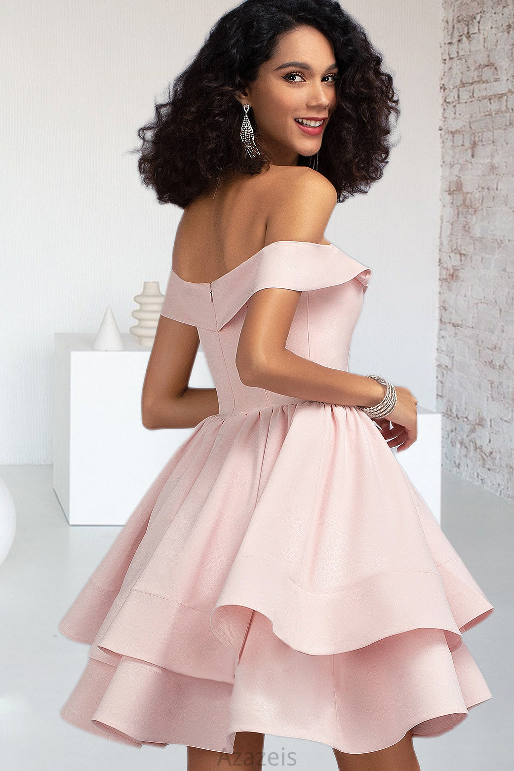 June A-line Short/Mini Stretch Crepe Homecoming Dress With Cascading Ruffles DFP0020540