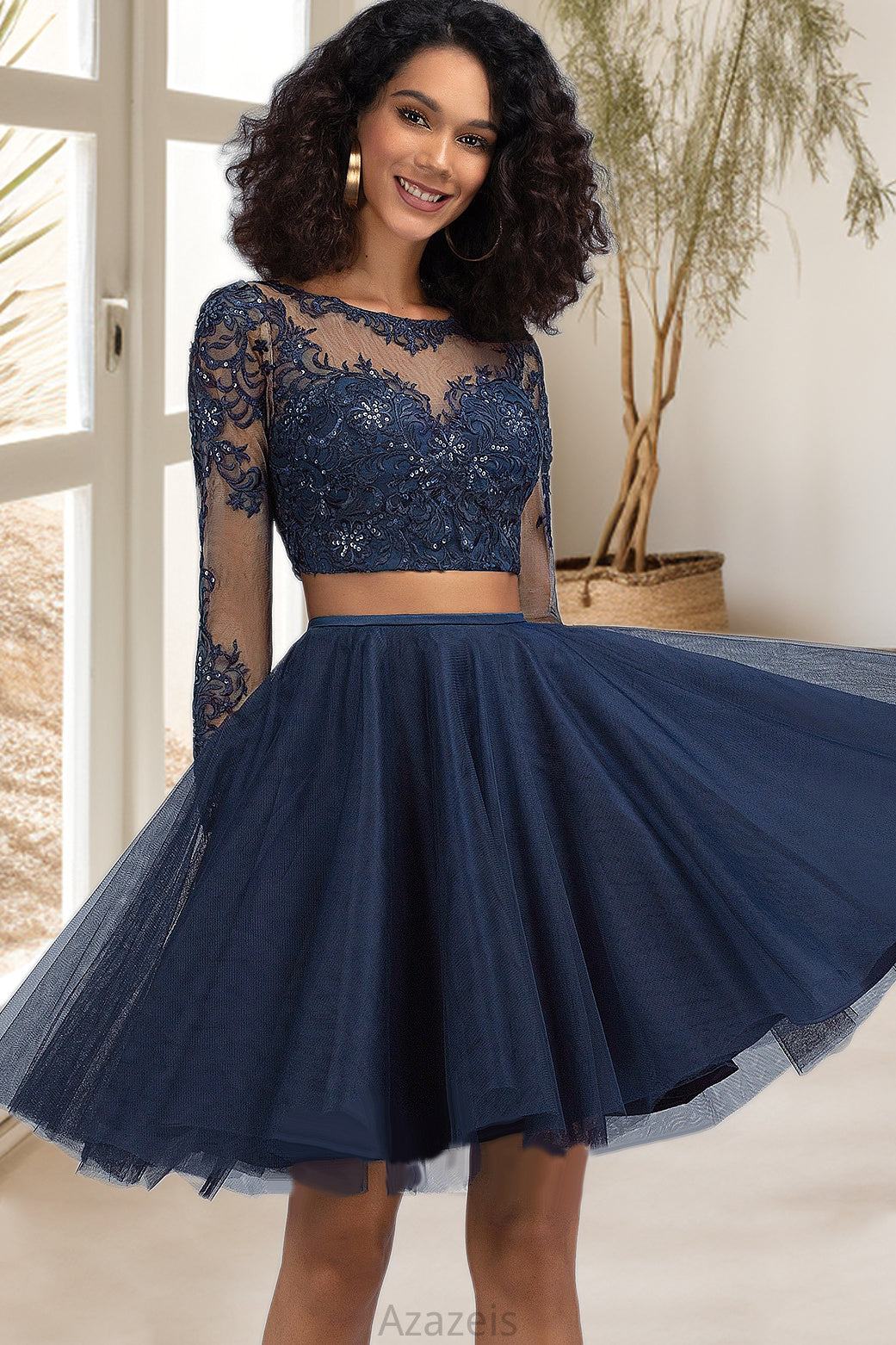 Ayana A-line Scoop Short/Mini Tulle Homecoming Dress DFP0020573