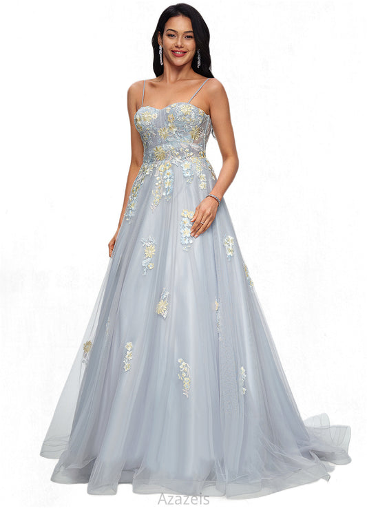 Sydnee Ball-Gown/Princess Sweetheart Sweep Train Tulle Prom Dresses With Pleated DFP0022192