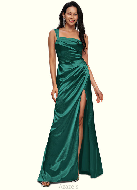 Kinley Sheath/Column Asymmetrical Floor-Length Stretch Satin Prom Dresses DFP0022193