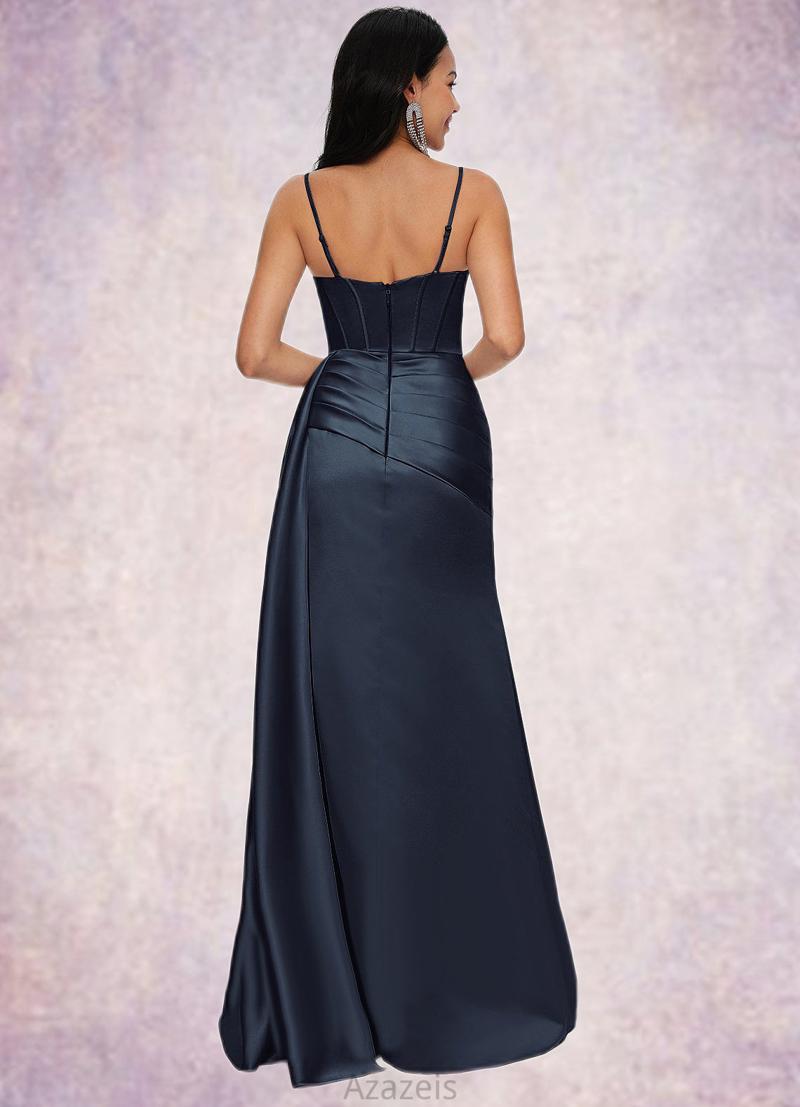 Frida Sheath/Column Scoop Floor-Length Satin Prom Dresses DFP0022196