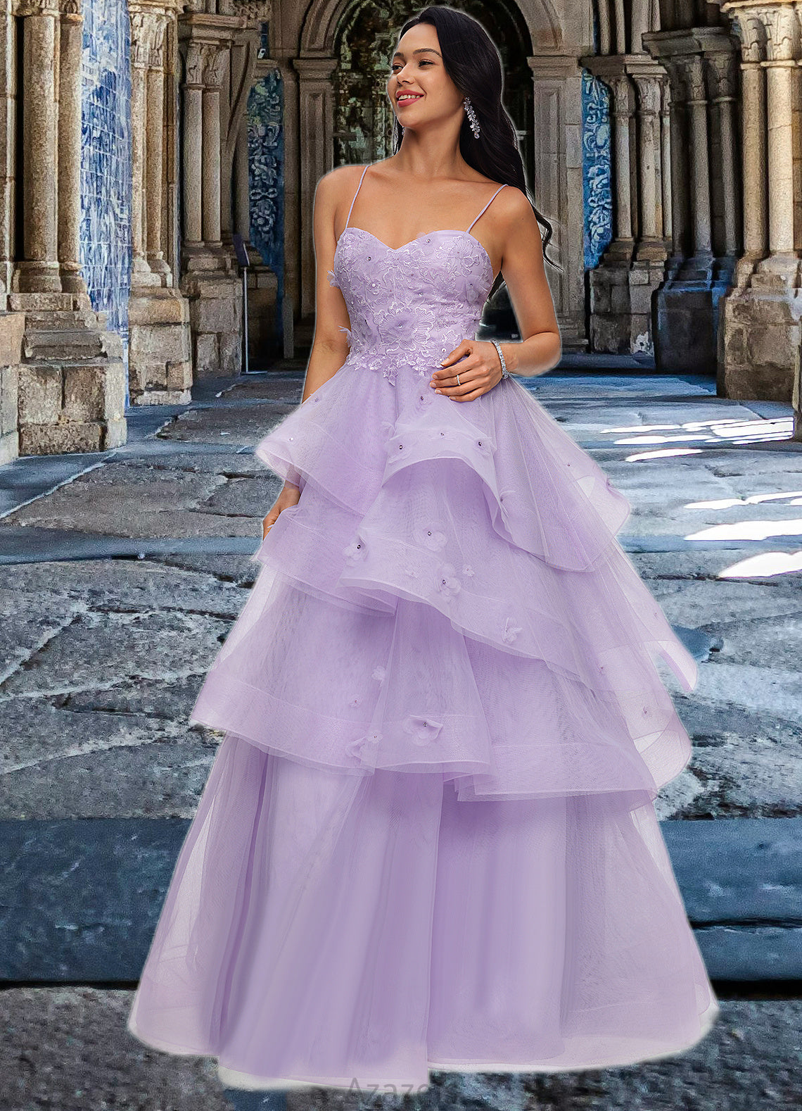 Teagan Ball-Gown/Princess Sweetheart Floor-Length Tulle Prom Dresses With Beading Sequins DFP0022204