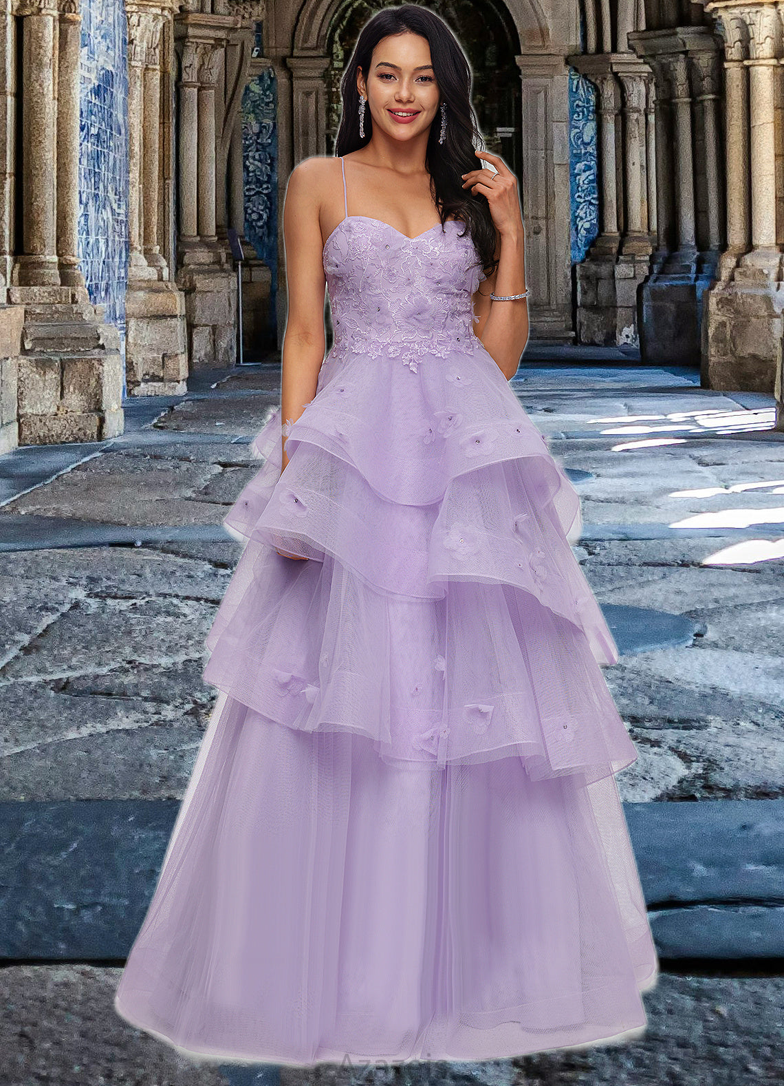 Teagan Ball-Gown/Princess Sweetheart Floor-Length Tulle Prom Dresses With Beading Sequins DFP0022204