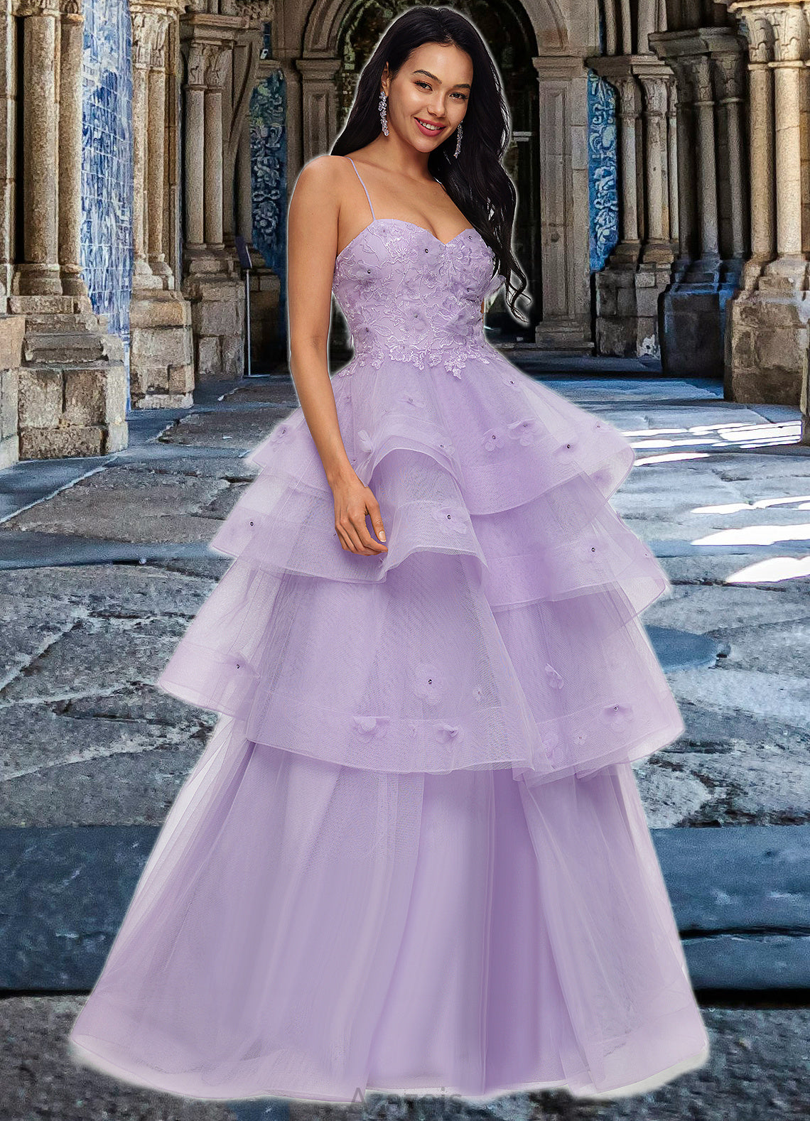 Teagan Ball-Gown/Princess Sweetheart Floor-Length Tulle Prom Dresses With Beading Sequins DFP0022204