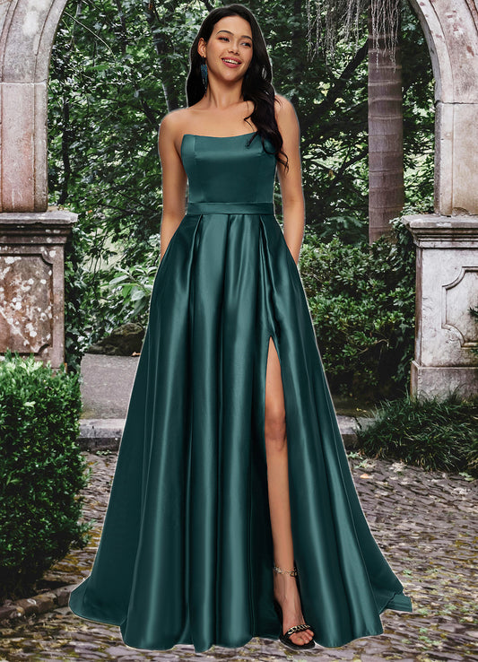 Jordan Ball-Gown/Princess Sweep Train Satin Prom Dresses DFP0022207