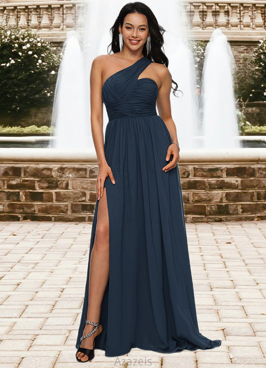 Whitney A-line Asymmetrical Sweep Train Chiffon Prom Dresses With Pleated DFP0022212