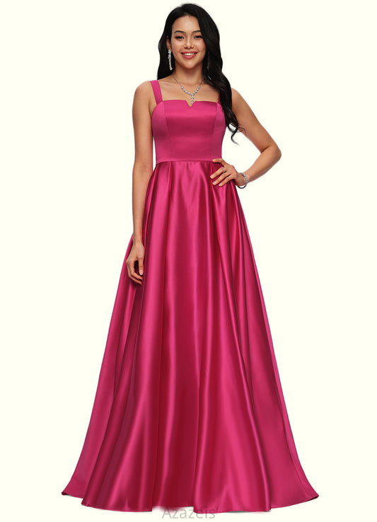 Gwen Ball-Gown/Princess V-Neck Sweep Train Satin Prom Dresses DFP0022215