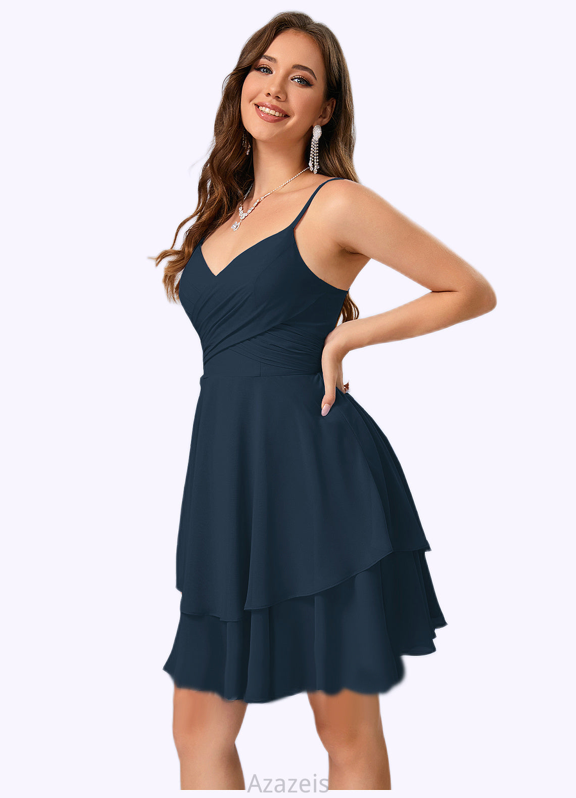 Catalina V-Neck A-line Chiffon Dresses DFP0022370