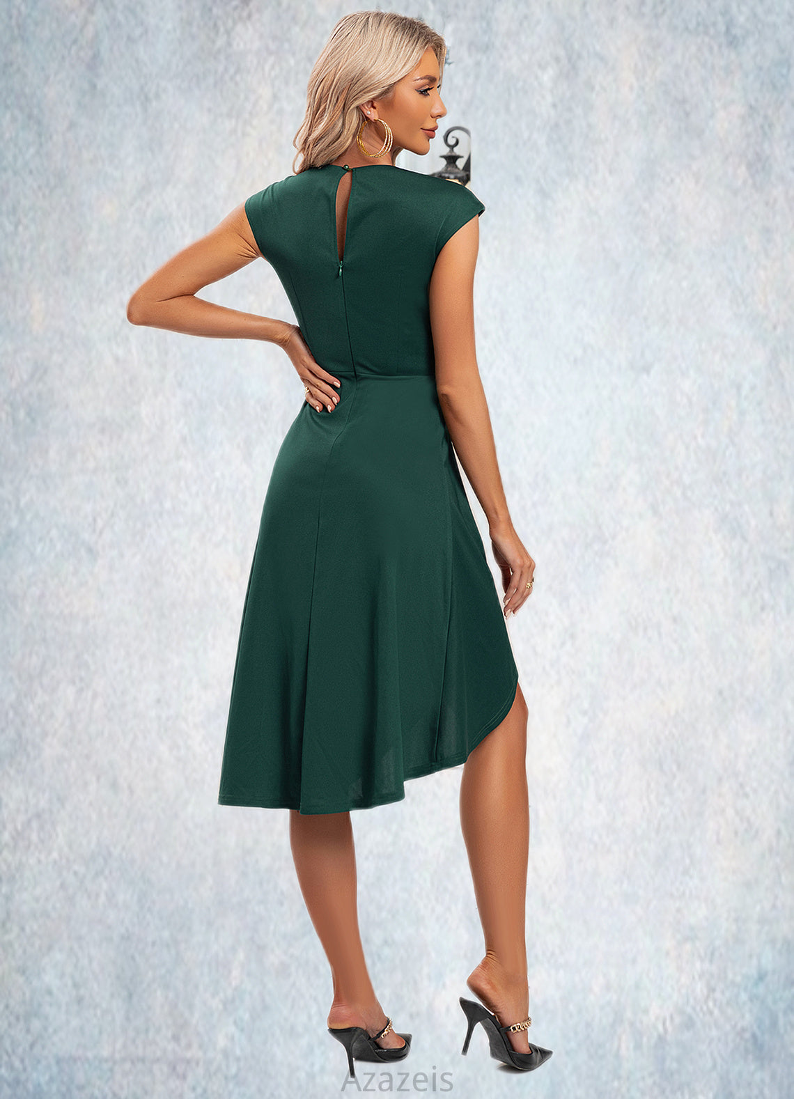 Donna Chain Strap Scoop Elegant Sheath/Column Cotton Blends Asymmetrical Midi Dresses DFP0022382