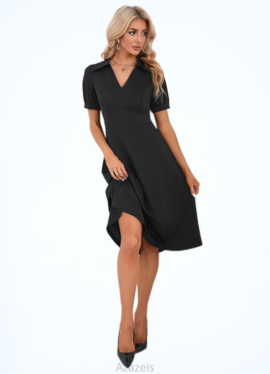 Maya V-Neck Elegant A-line Cotton Blends Midi Dresses DFP0022412