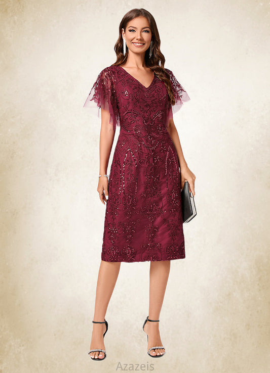 Hillary A-line Off the Shoulder Knee-Length Lace Sequin Cocktail Dress With Sequins DFP0022420