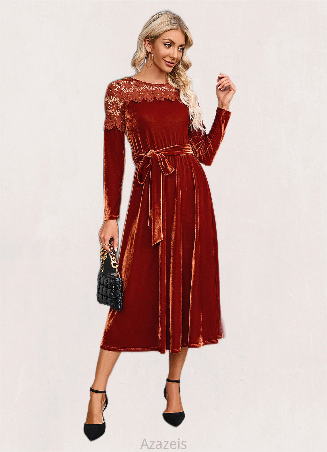 Esperanza Scoop Elegant A-line Velvet Dresses DFP0022496