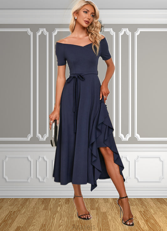 Alison V-Neck Elegant A-line Cotton Blends Midi Dresses DFP0022561