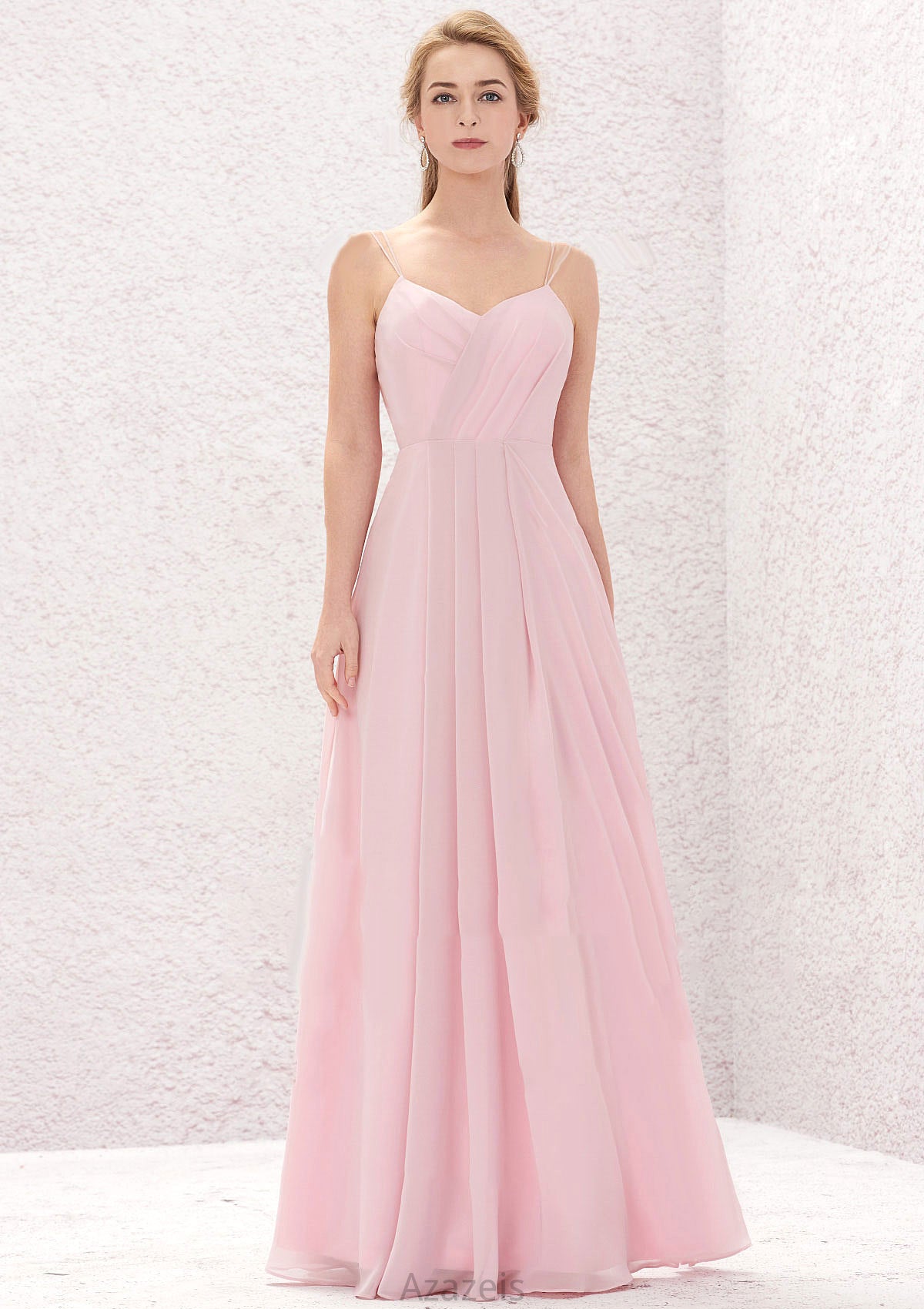 A-line Sweetheart Sleeveless Long/Floor-Length Chiffon Bridesmaid Dresses With Pleated Cara DFP0025335