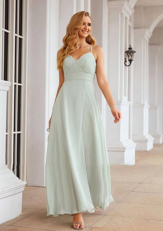 A-line Sweetheart Sleeveless Long/Floor-Length Chiffon Bridesmaid Dresses With Pleated Split.co.uk Sue DFP0025339