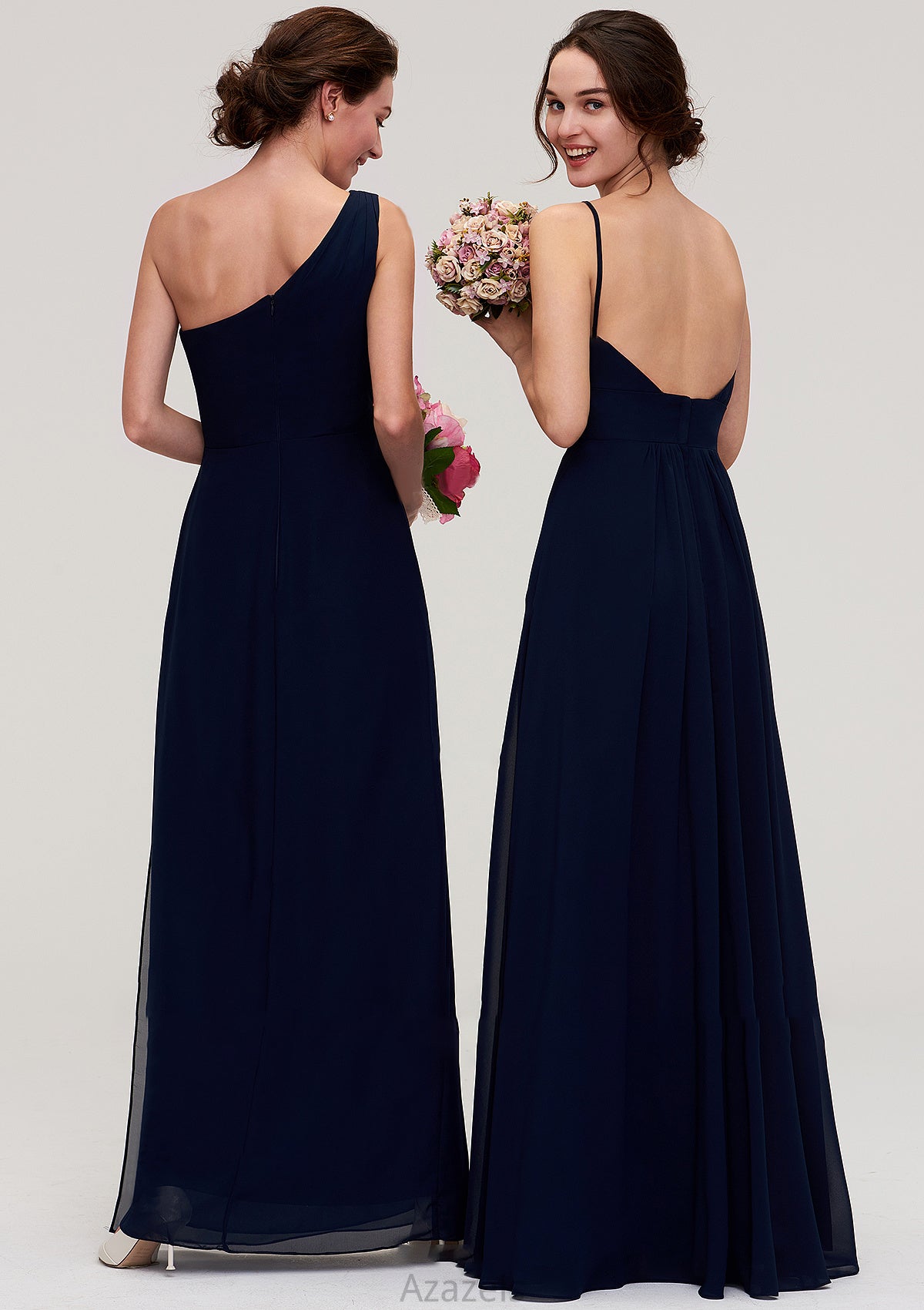 Sleeveless V Neck A-line/Princess Chiffon Long/Floor-Length Bridesmaid Dresseses With Pleated Annabel DFP0025357