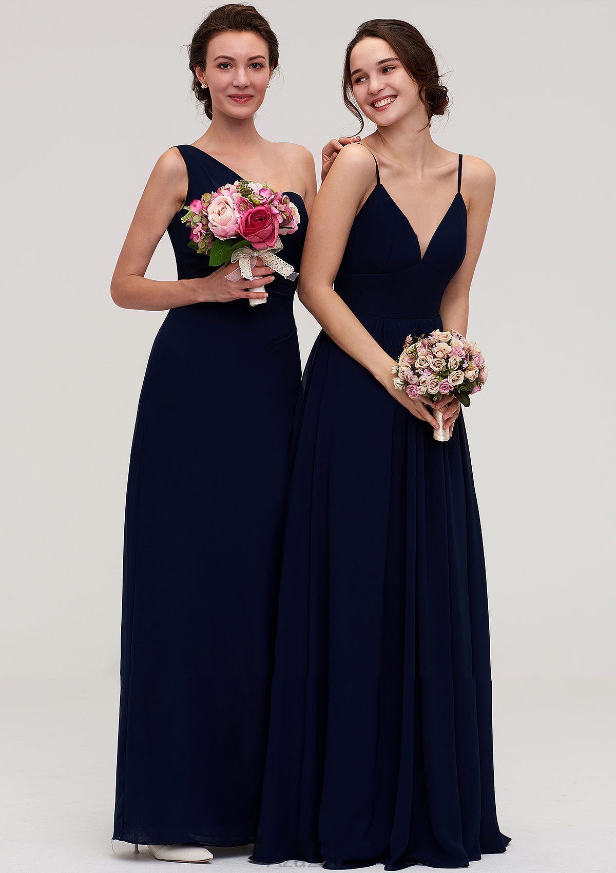 Sleeveless V Neck A-line/Princess Chiffon Long/Floor-Length Bridesmaid Dresseses With Pleated Annabel DFP0025357