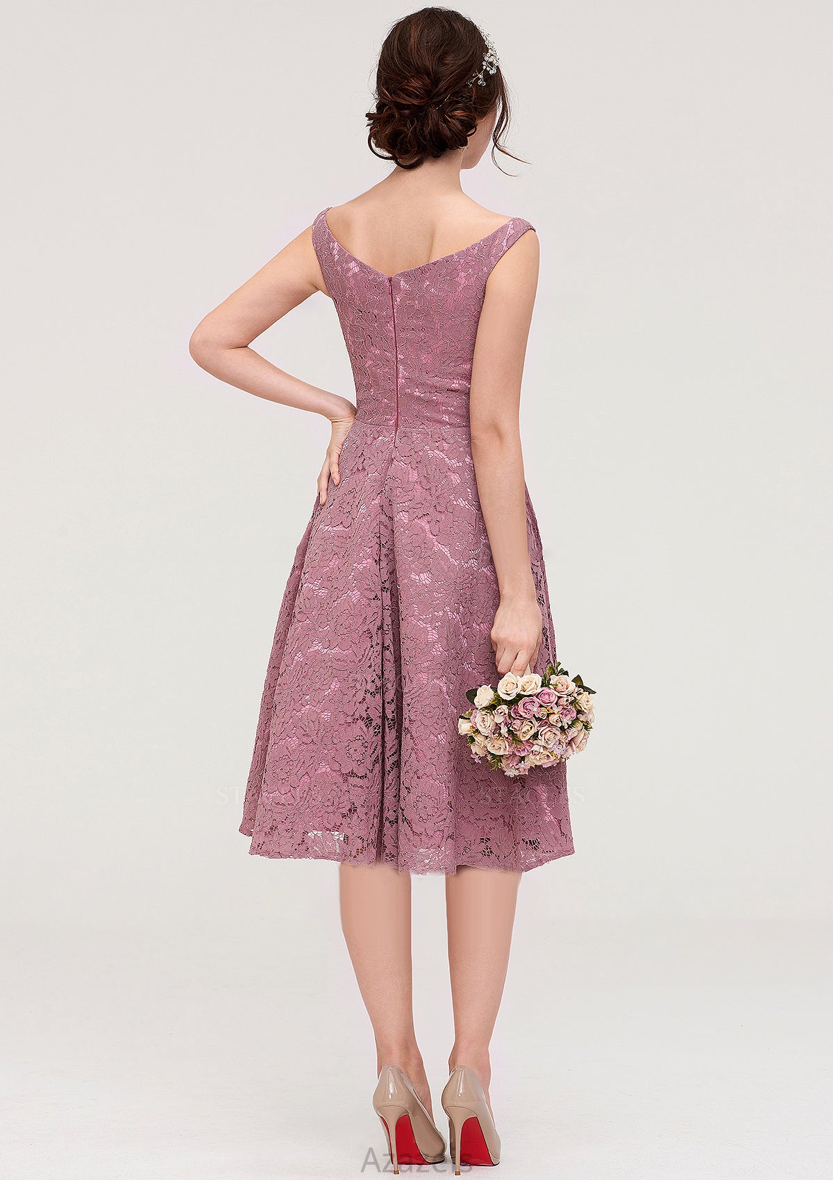 Sweetheart Sleeveless A-line/Princess Lace Knee-Length Bridesmaid Dresses Pru DFP0025421