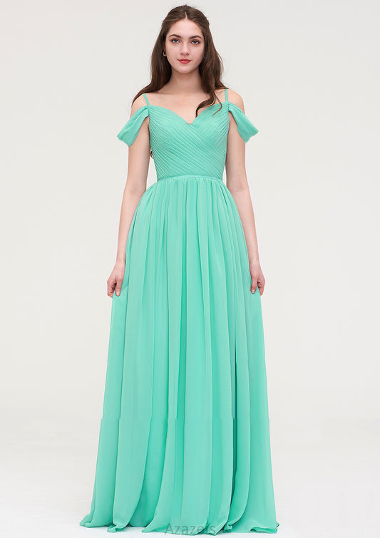 Sweetheart Sleeveless Long/Floor-Length Chiffon A-line/Princess Bridesmaid Dresses With Pleated Mildred DFP0025422