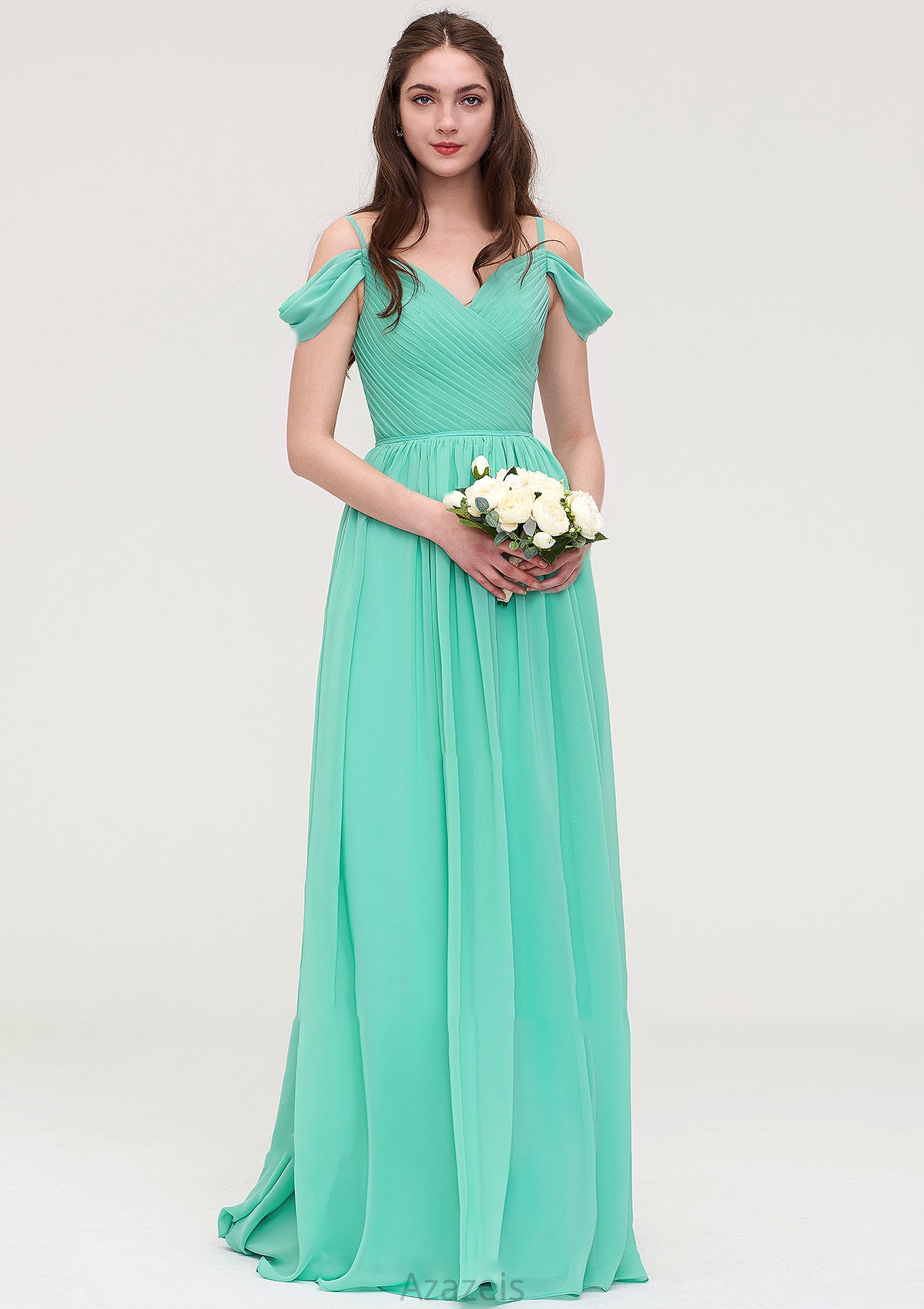 Sweetheart Sleeveless Long/Floor-Length Chiffon A-line/Princess Bridesmaid Dresses With Pleated Mildred DFP0025422