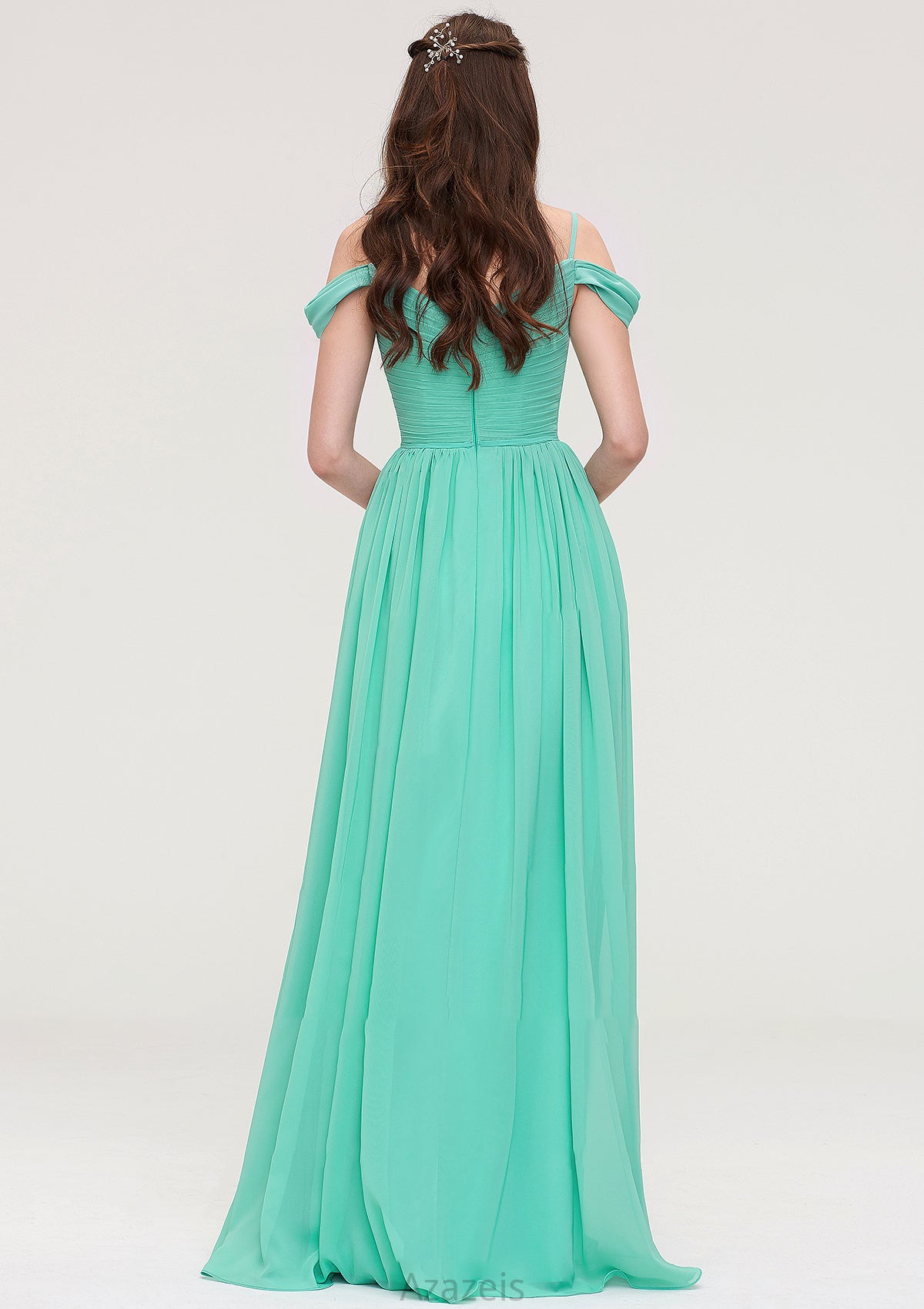 Sweetheart Sleeveless Long/Floor-Length Chiffon A-line/Princess Bridesmaid Dresses With Pleated Mildred DFP0025422