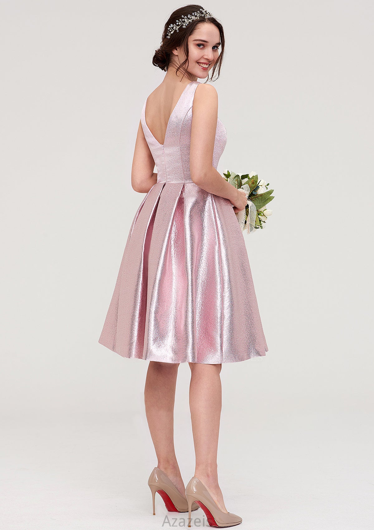 Bateau Sleeveless Taffeta Knee-Length A-line/Princess Bridesmaid Dresses With Ruffles  -   Isabela DFP0025444