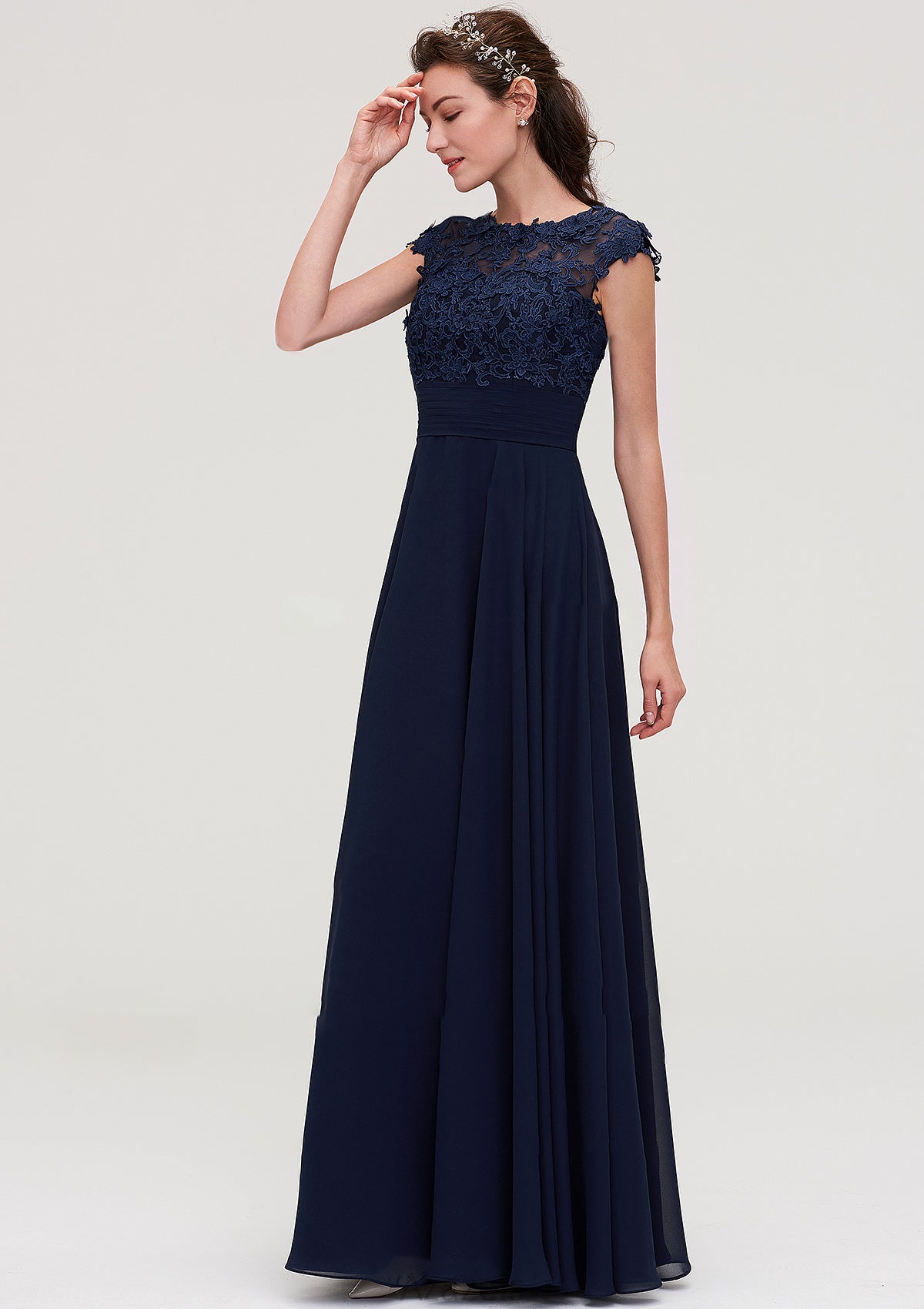 Sleeveless Chiffon A-line/Princess Long/Floor-Length Bridesmaid Dresseses With Appliqued Tessa DFP0025455