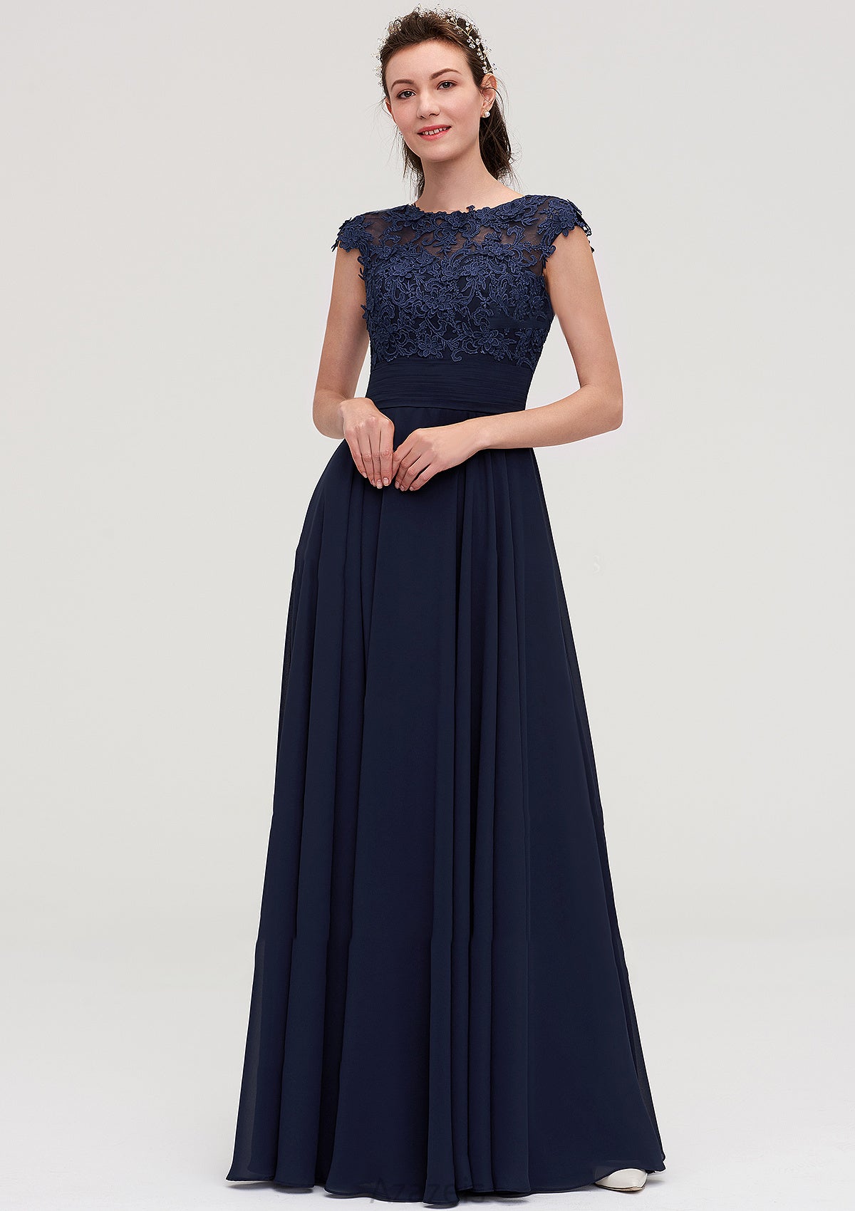 Sleeveless Chiffon A-line/Princess Long/Floor-Length Bridesmaid Dresseses With Appliqued Tessa DFP0025455