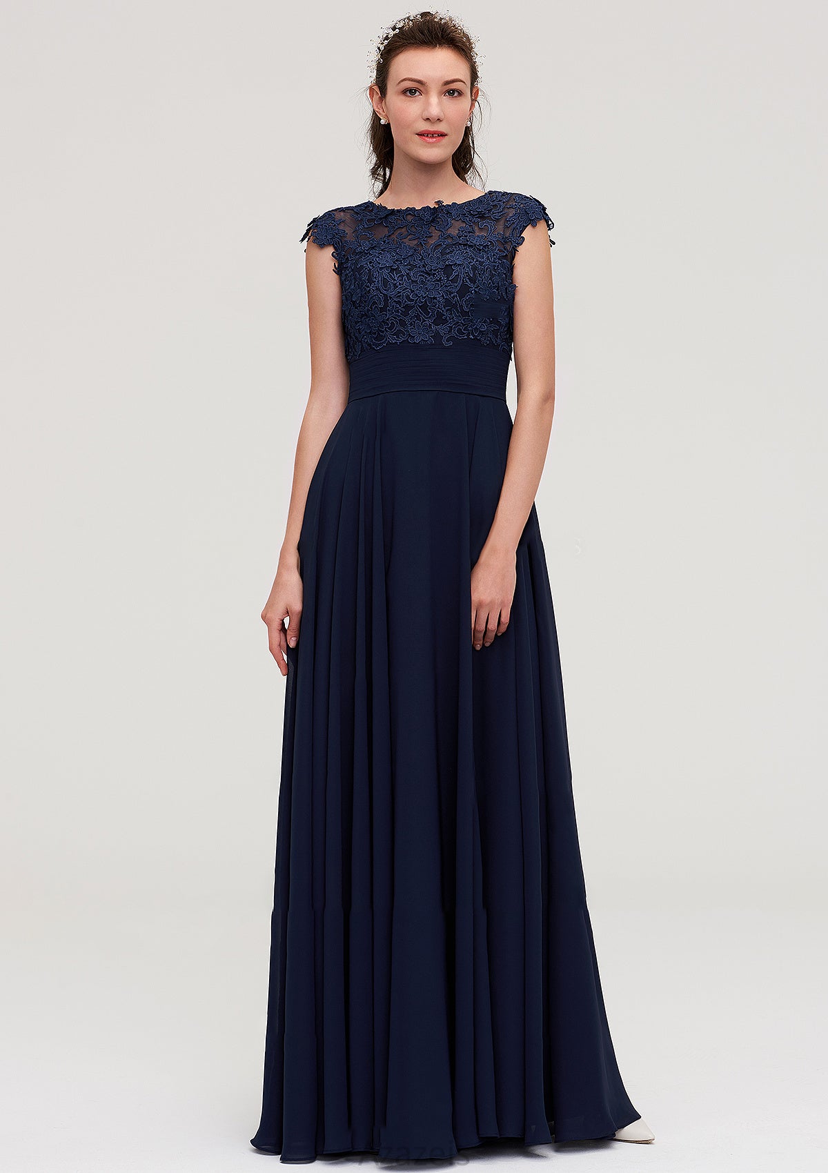 Sleeveless Chiffon A-line/Princess Long/Floor-Length Bridesmaid Dresseses With Appliqued Tessa DFP0025455