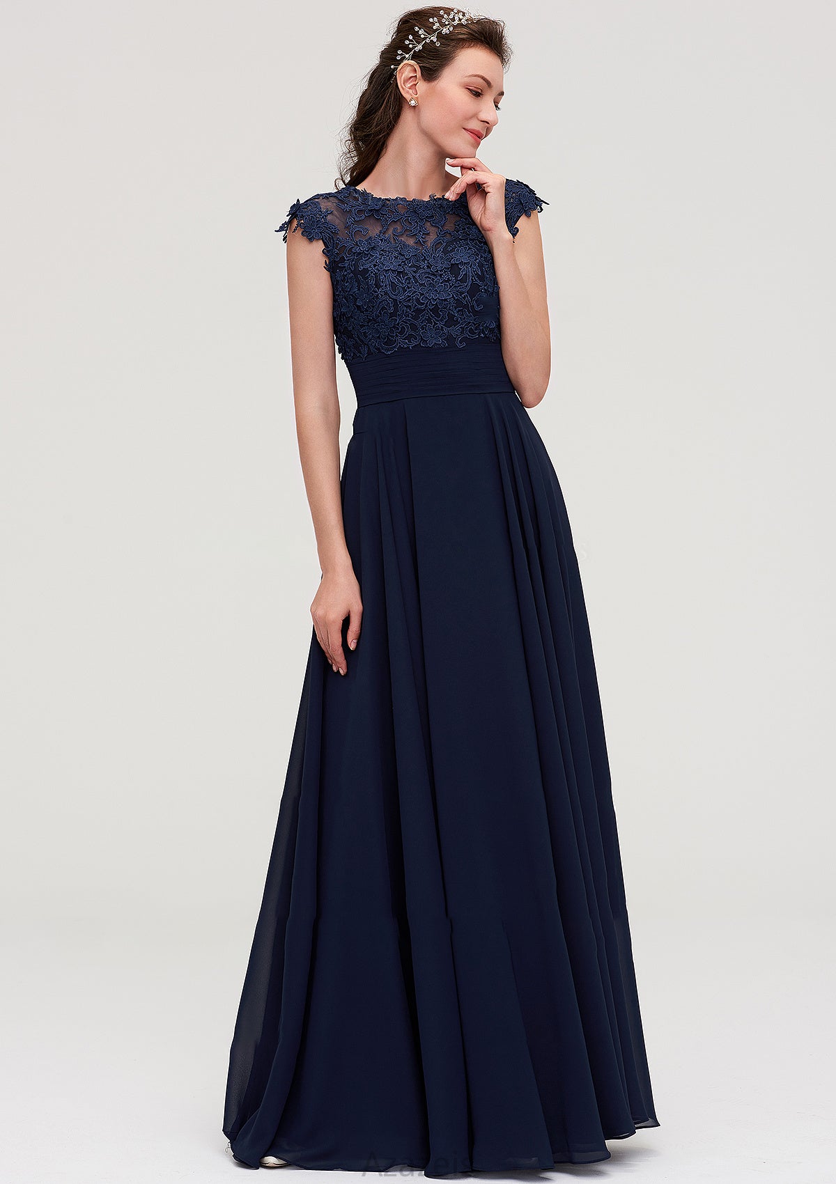 Sleeveless Chiffon A-line/Princess Long/Floor-Length Bridesmaid Dresseses With Appliqued Tessa DFP0025455