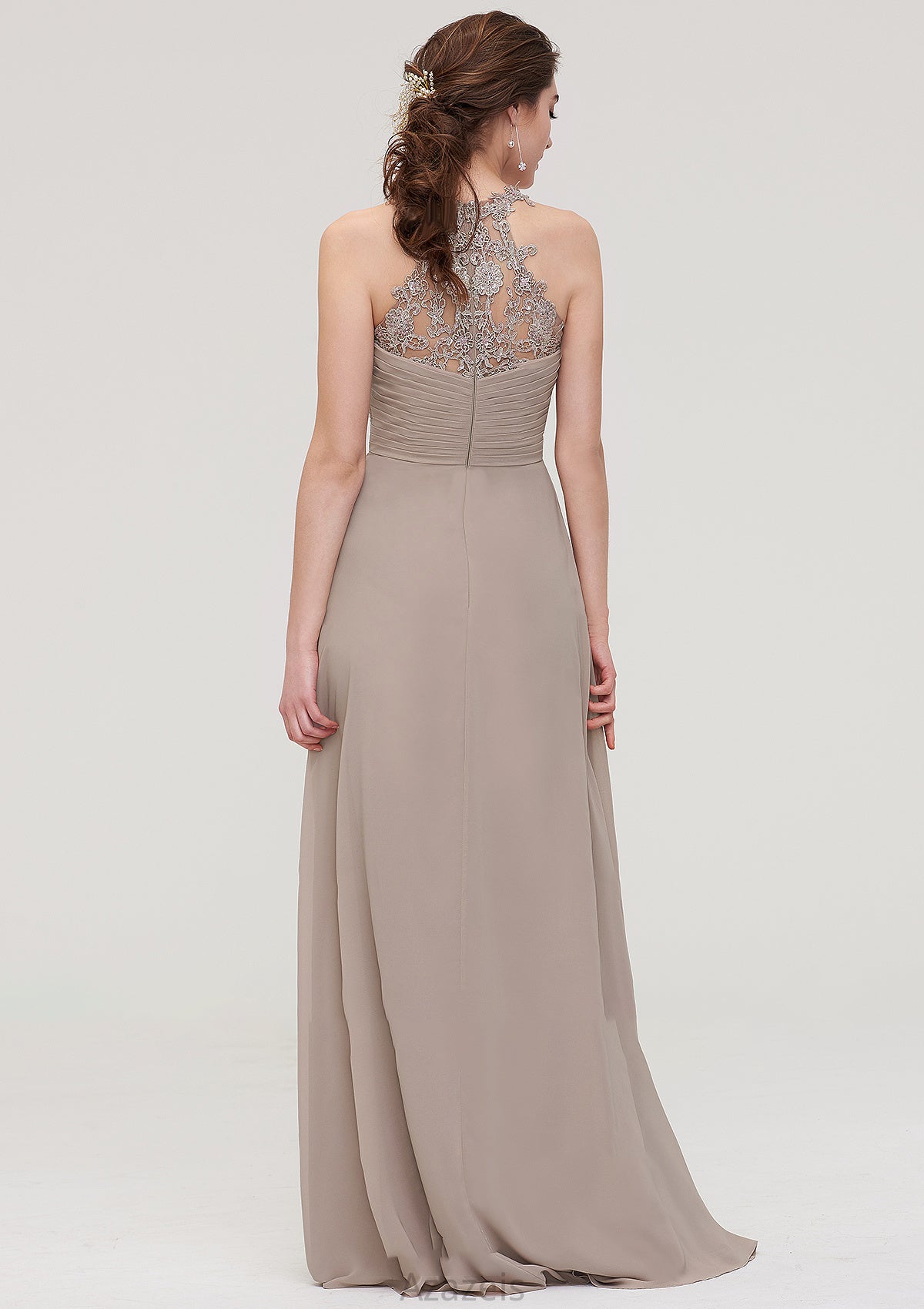 Sleeveless Sweetheart Long/Floor-Length Chiffon A-line/Princess Bridesmaid Dresses With Pleated Lace Skye DFP0025457