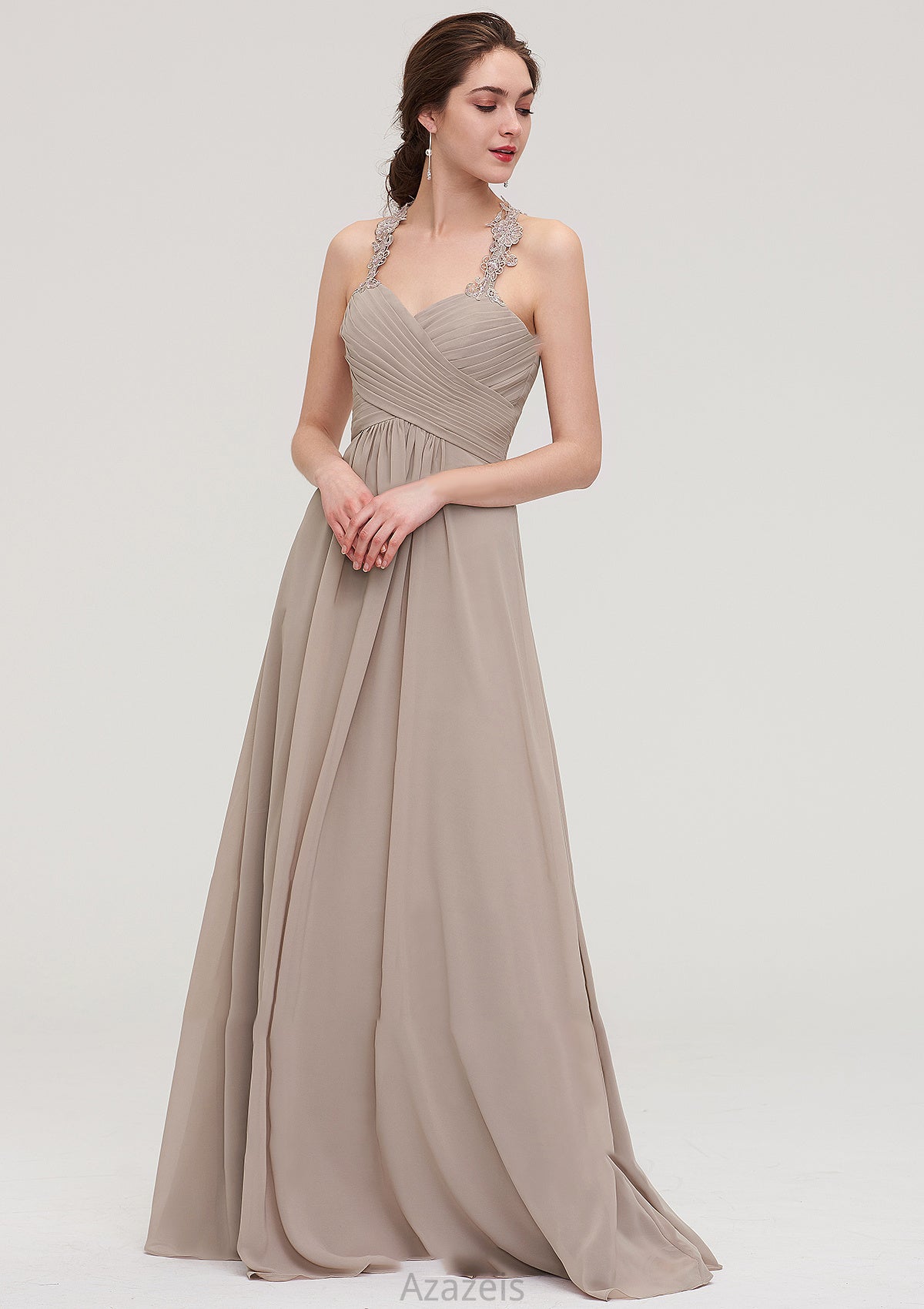 Sleeveless Sweetheart Long/Floor-Length Chiffon A-line/Princess Bridesmaid Dresses With Pleated Lace Skye DFP0025457