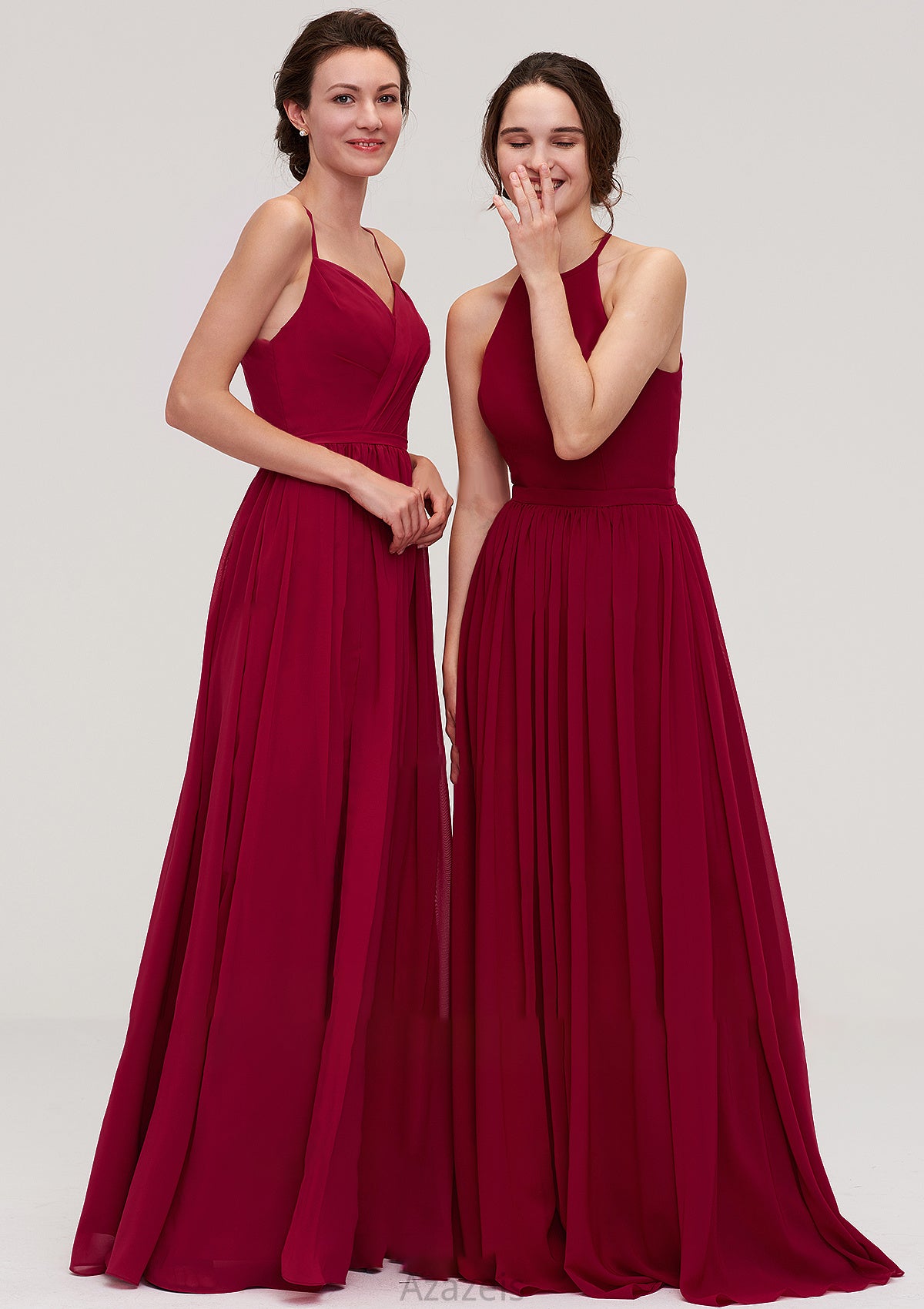 Sleeveless Sweetheart Long/Floor-Length Chiffon A-line/Princess Bridesmaid Dresseses With Split Pleated Jayden DFP0025477