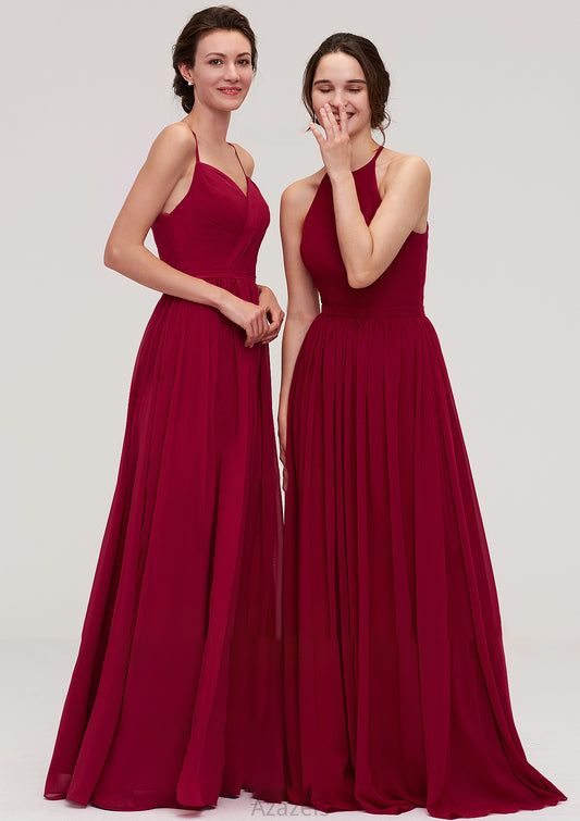 Sleeveless Sweetheart Long/Floor-Length Chiffon A-line/Princess Bridesmaid Dresseses With Split Pleated Jayden DFP0025477