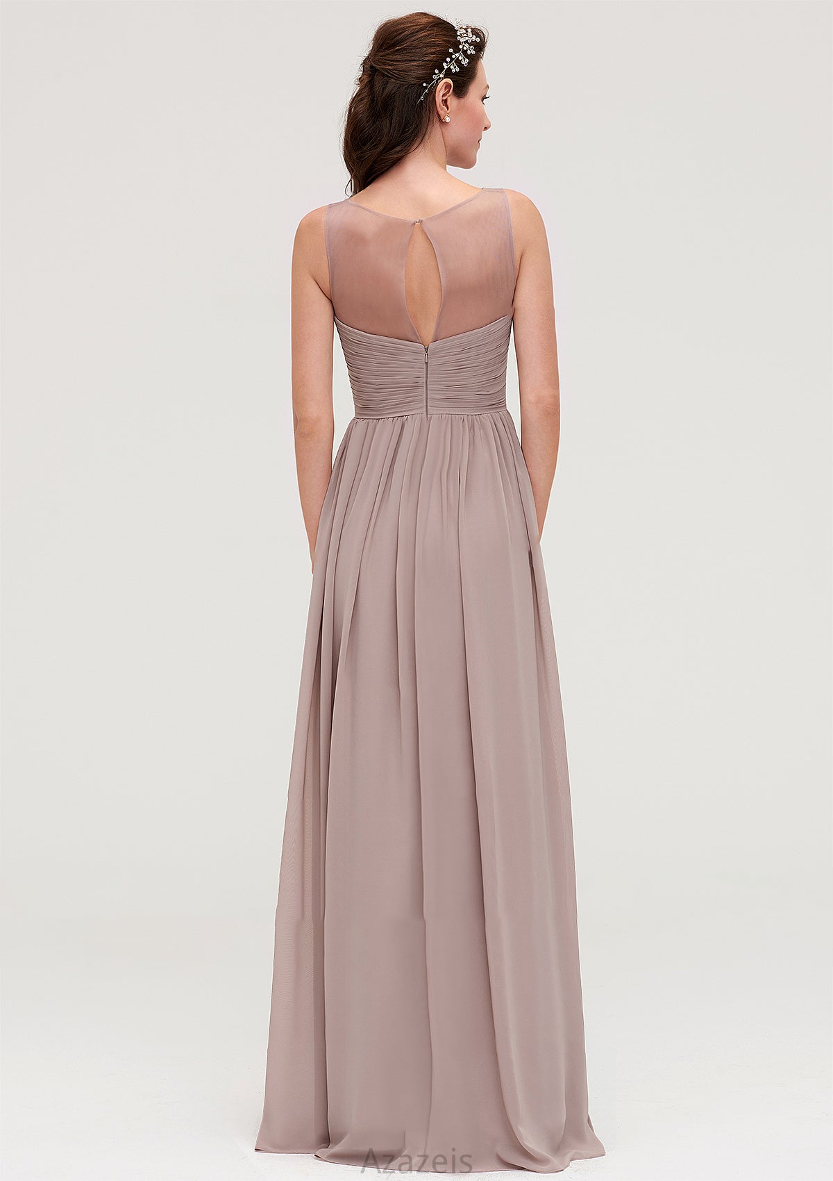 Sleeveless A-line/Princess Chiffon Long/Floor-Length Bridesmaid Dresseses With Pleated Hope DFP0025479