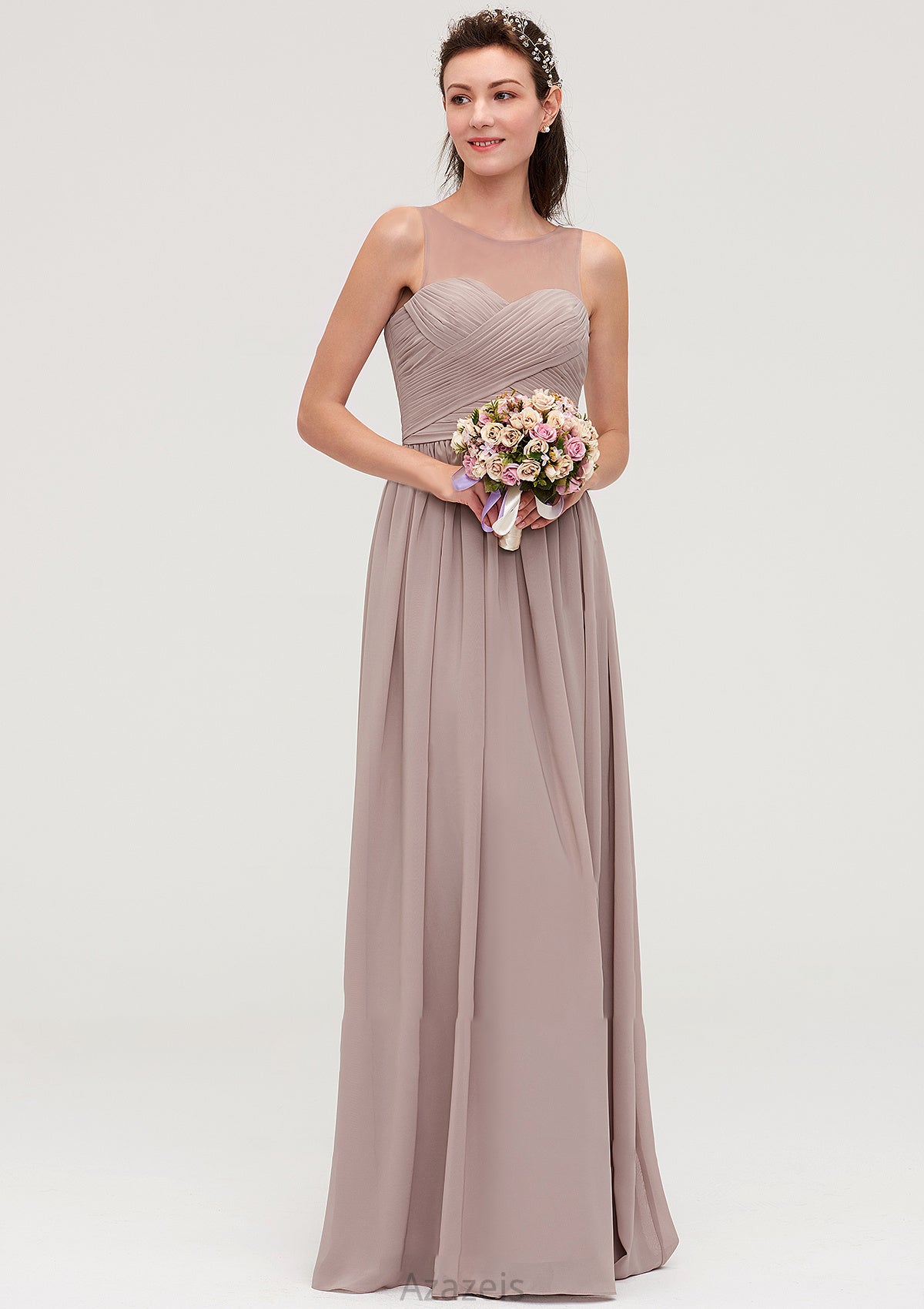 Sleeveless A-line/Princess Chiffon Long/Floor-Length Bridesmaid Dresseses With Pleated Hope DFP0025479