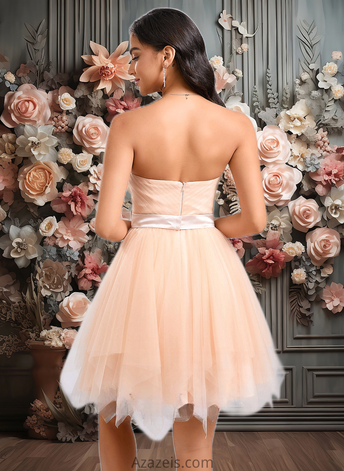 Isla Ball-Gown/Princess Sweetheart Short Tulle Homecoming Dress With Bow DFP0025719