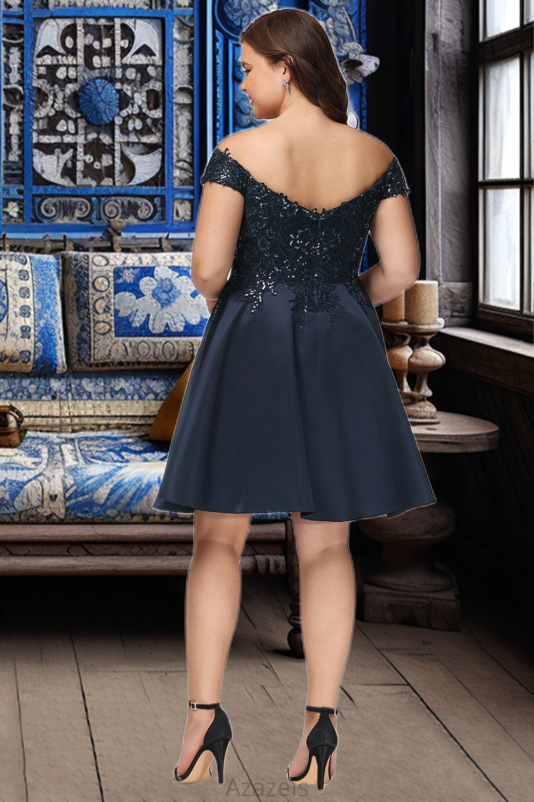 Cameron A-line Off the Shoulder Short/Mini Satin Homecoming Dress DFP0020552