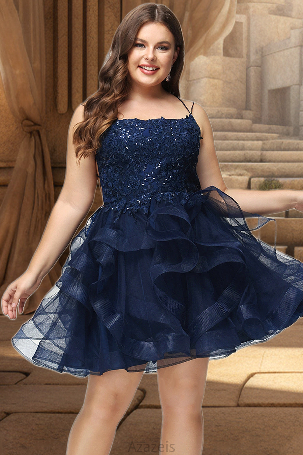 Hope Ball-Gown/Princess Scoop Short/Mini Lace Tulle Homecoming Dress With Sequins DFP0020510