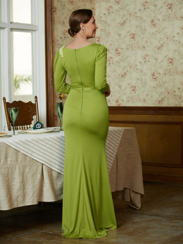 Scarlett Sheath/Column Jersey Ruched Scoop Long Sleeves Floor-Length Mother of the Bride Dresses DFP0020352