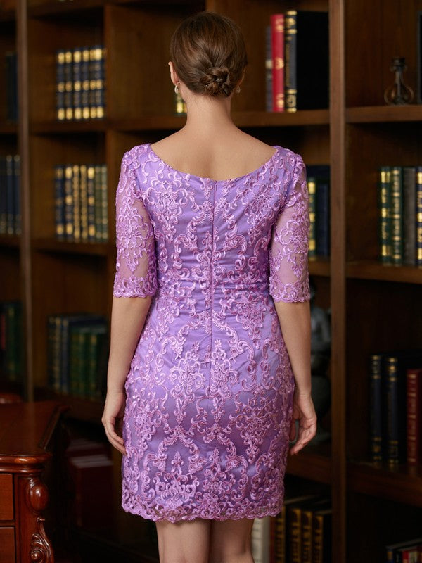 Sanai Sheath/Column Lace V-neck 1/2 Sleeves Short/Mini Mother of the Bride Dresses DFP0020367