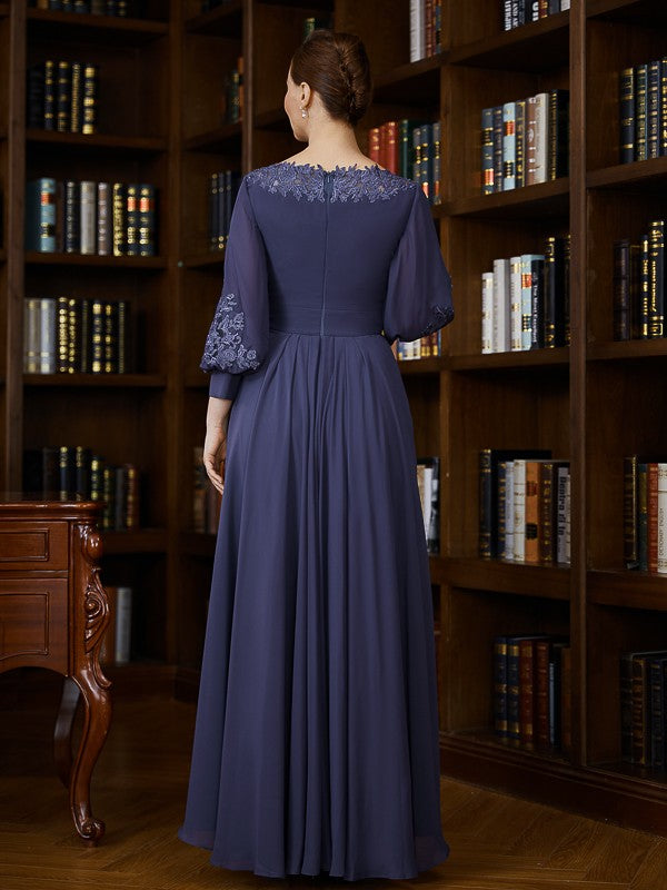 Genesis A-Line/Princess Chiffon Ruched Bateau 3/4 Sleeves Asymmetrical Mother of the Bride Dresses DFP0020265