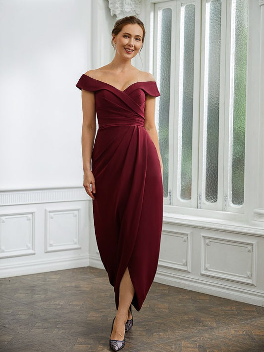 Dania Sheath/Column Stretch Crepe Ruched Off-the-Shoulder Sleeveless Floor-Length Mother of the Bride Dresses DFP0020245